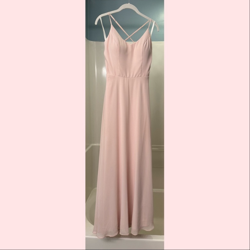 Light Pink Scoop Neck Floor-Length Dress